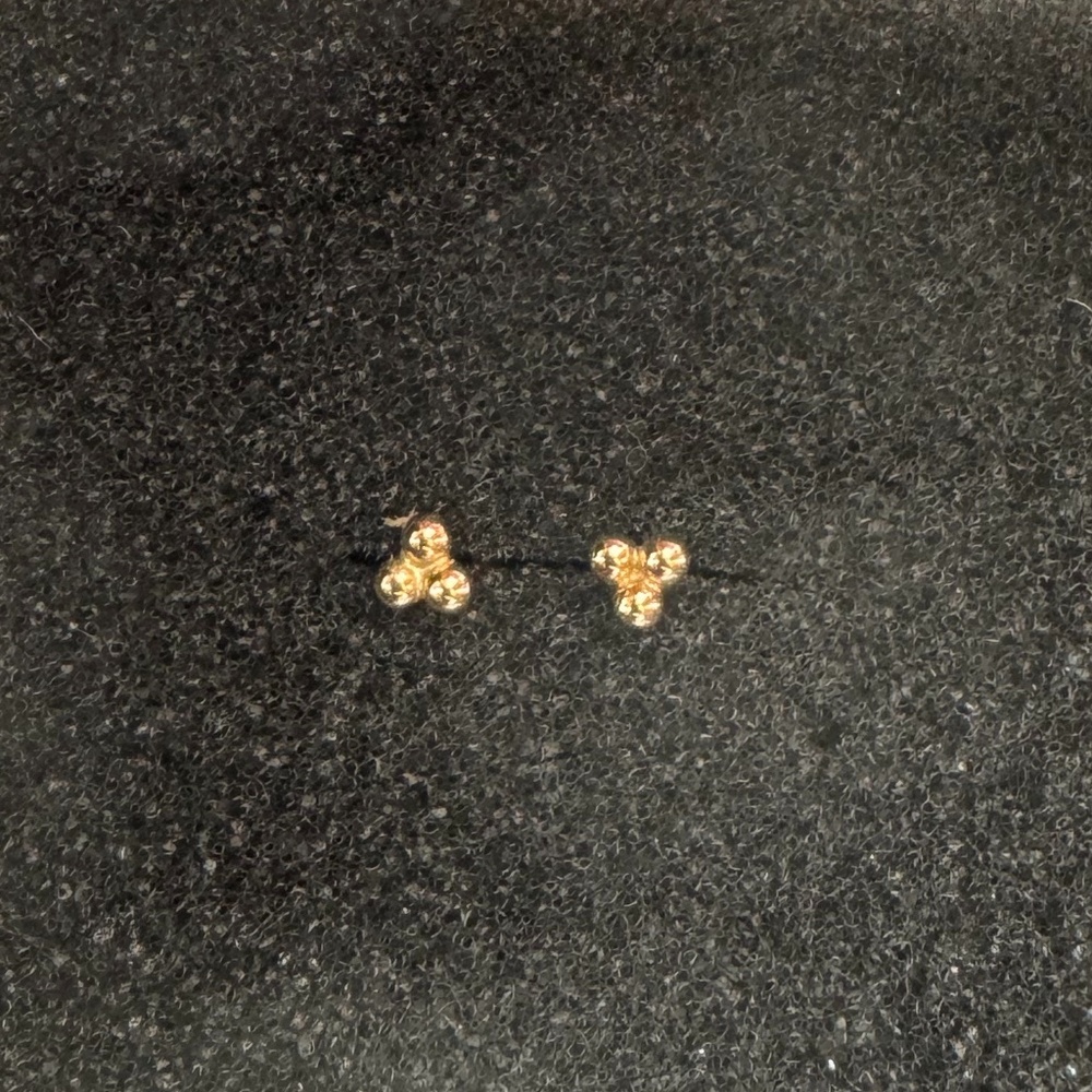 Pair of 14k Yellow Gold Triple Bead Studs with Screw Backs